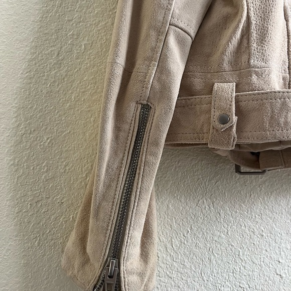 Blanknyc Suede Moto Jacket Medium Leather Sand Tan Biker Cropped whimsygoth Rock - Picture 12 of 16